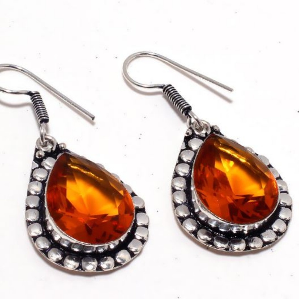 New Citrine & .925 Earrings Orange